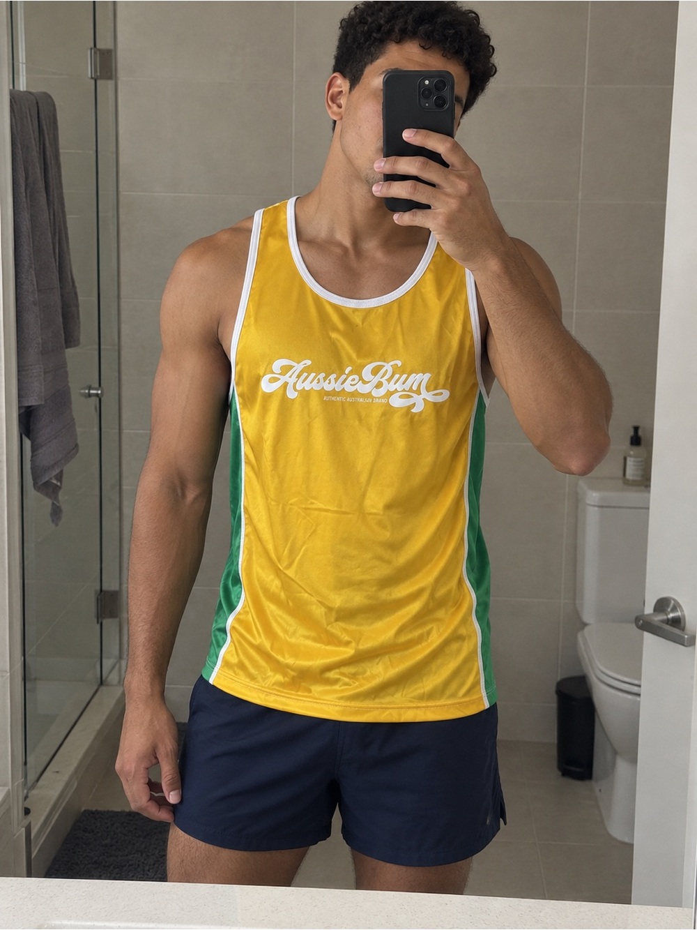 Men’s Yellow AussieBum Athletic Tank Top Singlet size M